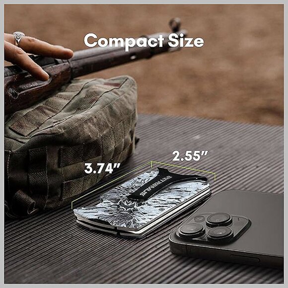 Mens Wallet, Slim Tactical Wallet with Money Clip , Wildrider - Silvermist - Picture 4 of 7